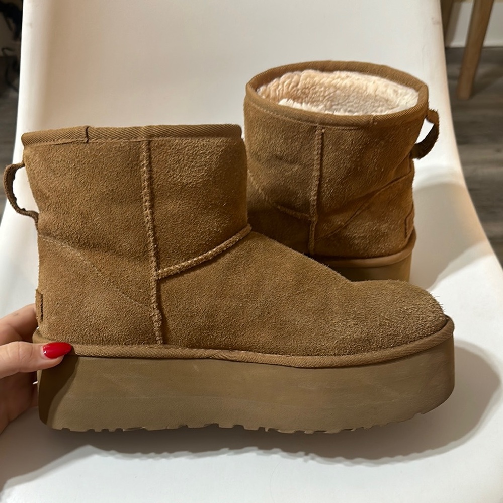 Women's Tan Suede Platform Boots